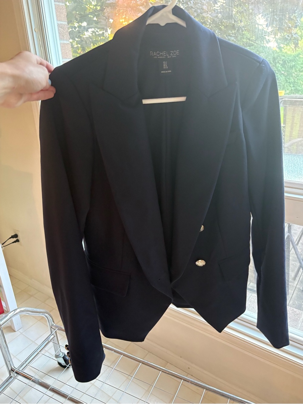 Rachel Zoe Dark Navy Double-Breasted Tailored Blazer